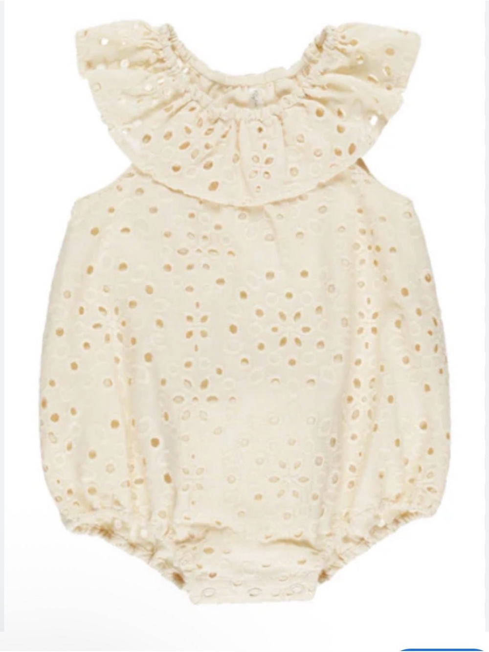 Rylee and Cru Eyelet Ruffle Romper in Cream - Kids Accessories